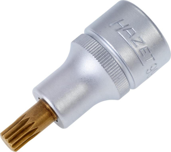 Douille tournevis Hazet, carré creux 12,5 mm, profil multident interne XZN, M8, version courte avec moletage, 990-8