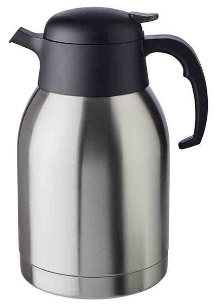 Pichet isotherme APS -CLASSIC-, Ø 14 cm, hauteur : 25 cm, 2 litres, acier inoxydable, polypropylène, double paroi, automatique à une main, 10912