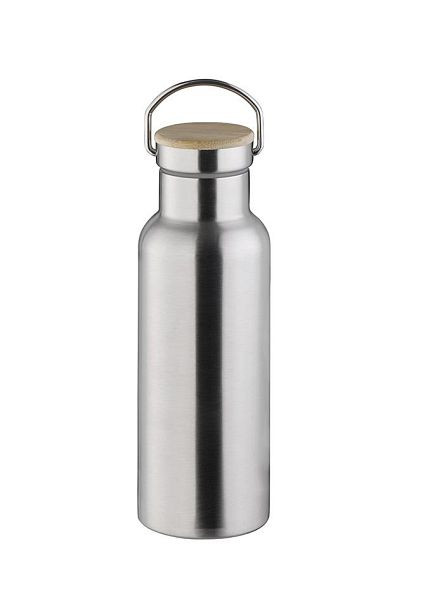Bouteille isotherme APS, Ø 7,5 cm, hauteur : 24,5 cm, 0,5 litre, inox 18/8, mat, avec anse, 66905