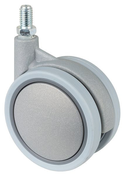 Rouleaux BS en plastique double rouleau gris, roue Ø 75 mm, capacité de charge 50 kg, hauteur 96 mm, vis sans tête 10x15 mm, lot de 4, F328.076