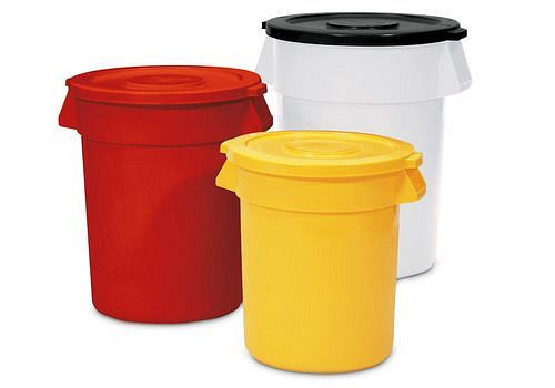 Conteneur polyvalent DENIOS en polyéthylène (PE), volume de 120 litres, rond, rouge, 115-919