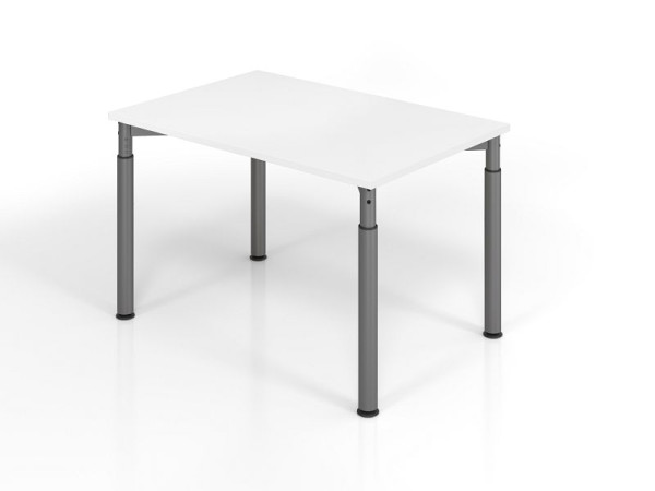 Bureau Hammerbacher YS12, 120 x 80 cm, plateau : blanc, épaisseur 25 mm, chant épais en ABS, forme rectangulaire, graphite, VYS12/W/G