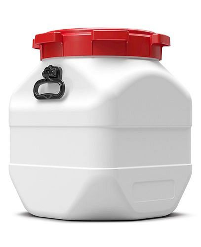 Fût à col large DENIOS en polyéthylène (PE), carré, 50 litres, 265-662