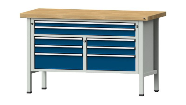 Établis ANKE Établi en caisson, modèle 259 V, 1500 x 700 x 900 mm, RAL 7035/5010, BMP 50 mm, 304.147