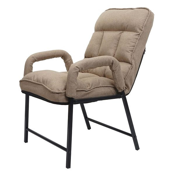 Chaise de salle à manger Mendler HWC-K40, chaise rembourrée, dossier chargeable 160 kg métal réglable, tissu/textile marron clair, 92136