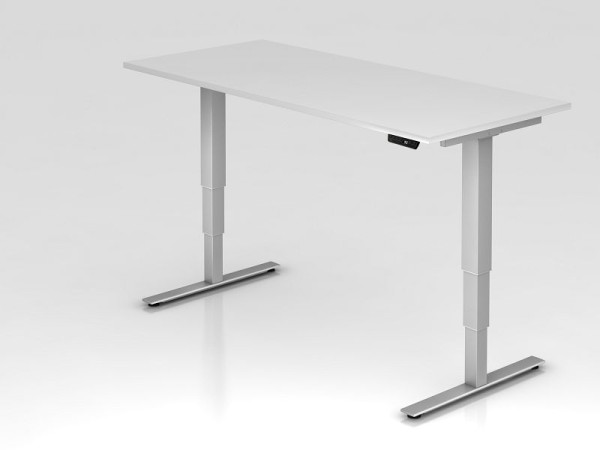 Bureau assis-debout électrique Hammerbacher 180x80cm blanc, hauteur de travail 63,5 -128,5 cm, VXDSM19/W/S