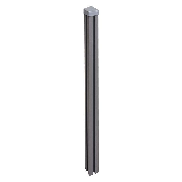 Mendler Poteau WPC Clôture Sarthe WPC, poteau pilier, système enfichable, 240cm, gris, 76246