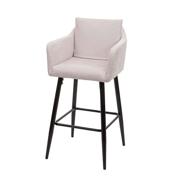 Mendler tabouret de bar HWC-H93, tabouret de bar tabouret de comptoir, repose-pieds en métal, tissu/textile crème-beige, 74753