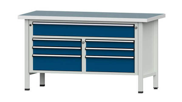 Établis ANKE Établi en caisson, modèle 258 V, 1500 x 700 x 840 mm, RAL 7035/5010, UBP 40 mm, 304.136