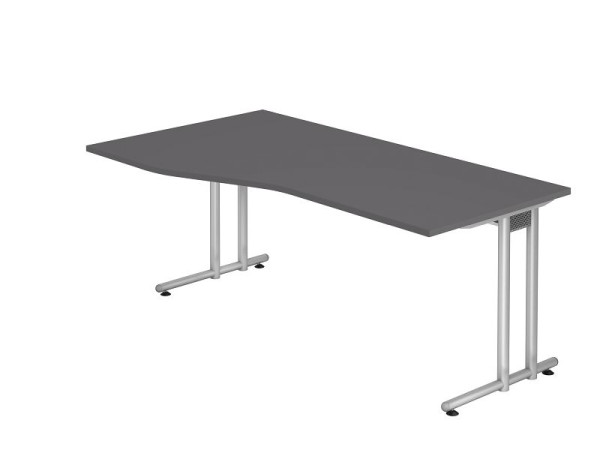 Hammerbacher bureau base C 180x100/80cm graphite/argent, VNS18/G/S