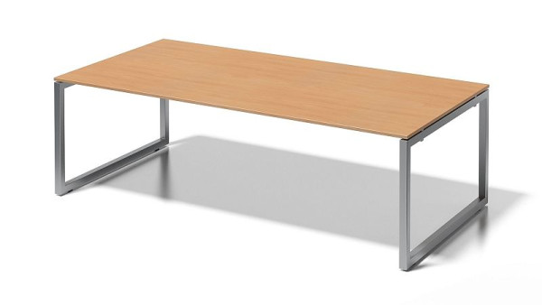 Poste de travail de direction/table de conférence Bisley Cito, cadre en O à hauteur fixe de 730 mm, H 19 x L 2400 x P 1200 mm, hêtre/argent, DOF2412BC355