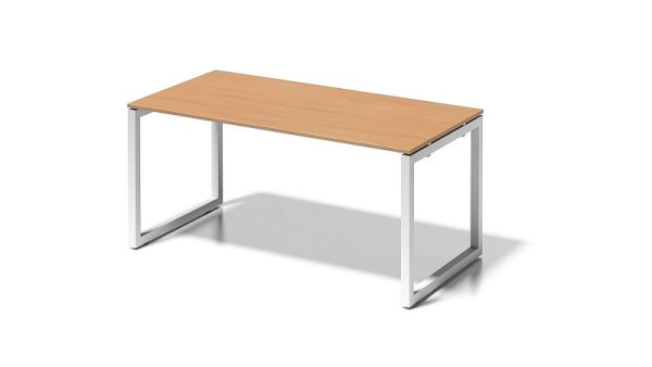 Bureau Bisley Cito, structure en O hauteur fixe 730 mm, H 19 x L 1600 x P 800 mm, hêtre/blanc signalisation, DOF1608BC396