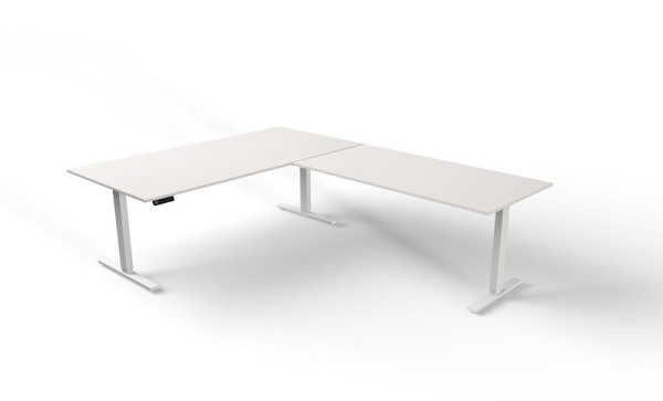 Table assis/debout Kerkmann L 2000 x P 1000 mm avec élément rapporté, réglable en hauteur électriquement de 720 à 1200 mm, Move 3, couleur : blanc, 10383910