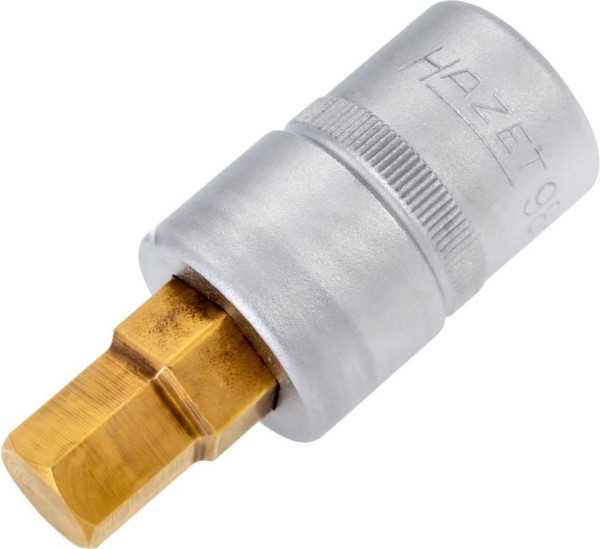 Douille tournevis Hazet, carré creux 12,5 mm, profil à six pans creux, 12 mm, version courte avec moletage, 986-12