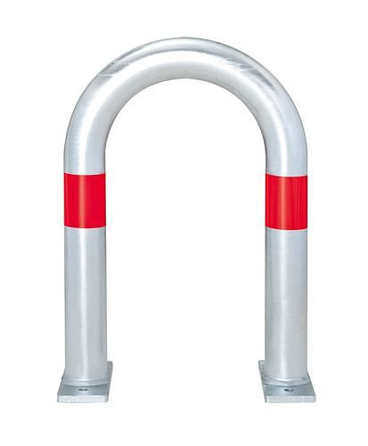 Support de protection contre les chocs pour borne de recharge DENIOS, galvanisé, L 360 mm, anneaux rouges, à cheviller, 280-391