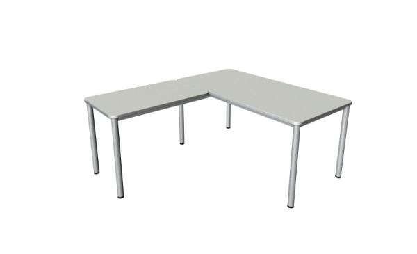 Poste de travail angulaire Kerkmann Prime, bureau L 1600 x P 800 x H 750 mm, table d'extension 1000 x 600 x 750 mm, gris clair, 11043011