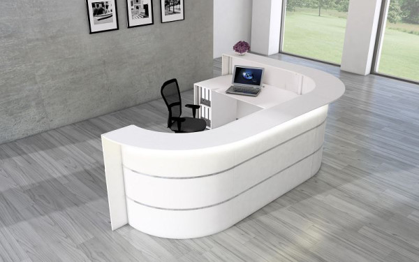 Kerkmann Bari Comptoir en L pour 1-2 personnes, L 3350 mm x P 2350 mm x H 1120 mm, couleur : blanc, 21354510