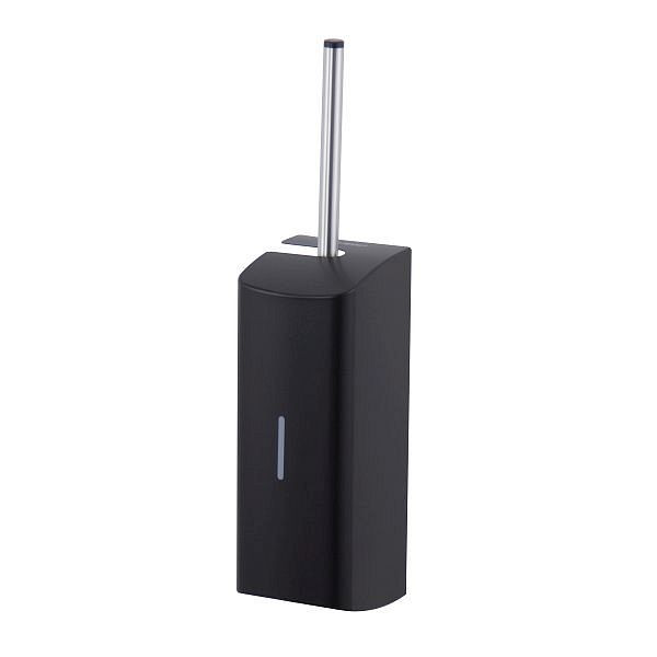Porte-brosse WC Air Wolf avec façade fermée, série Alpha, H x L x P : 283 x 100 x 116 mm (sans poignée), acier inoxydable noir mat, 60-125
