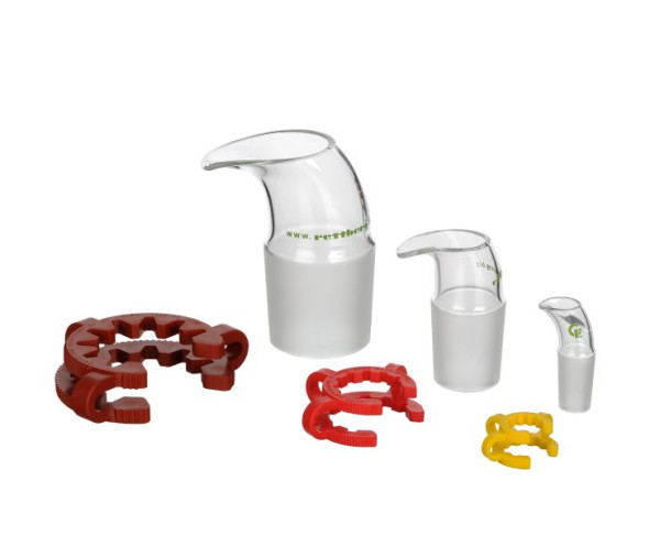 Verseur Rettberg, Kern NS 34,5/35, avec pince Keck, pour flacons et bouteilles, verre borosilicaté 3,3, 134010034