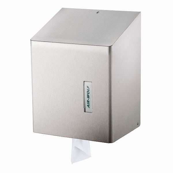 Distributeur d'essuie-mains en rouleau Air Wolf, série Omega, H x L x P : 373 x 279 x 211 mm, acier inoxydable revêtu, 29-025