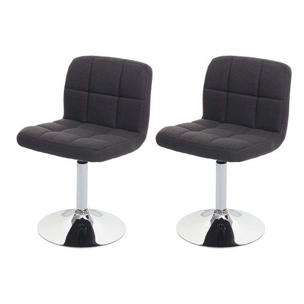 Mendler ensemble de 2 chaises de salle à manger Kavala, chaise de cuisine, tissu/textile chrome rotatif, gris foncé, 74174