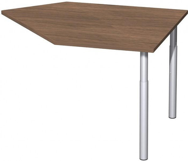 table d'extension de données geramöbel à droite avec pieds de support, matériel de liaison inclus, réglable en hauteur, 1060x1225x680-820, noyer/argent, N-657105-NS