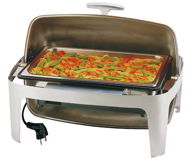 APS Rolltop Chafing Dish -ELITE-, 67 x 47 cm, hauteur: 45 cm, 11 l, acier inoxydable / PP, récipient alimentaire GN 1/1, profondeur 100 mm, couvercle inclinable à 90° et 180°, 12360