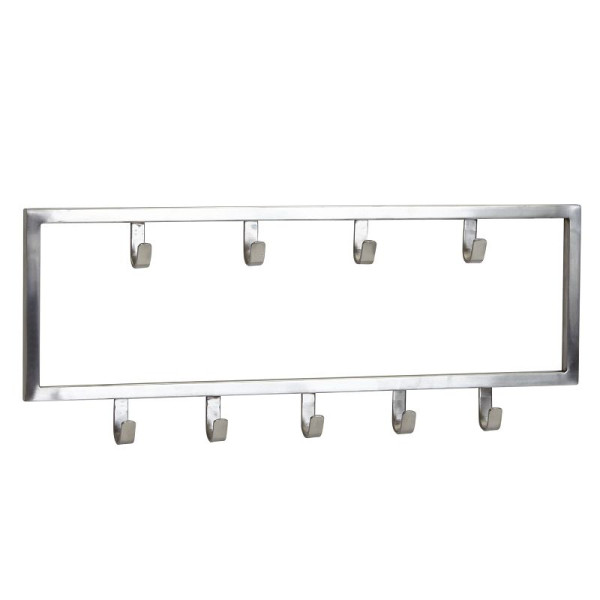 Wohnling Porte-manteau mural en métal argenté 50 x 20 x 4 cm Design porte-manteau de couloir en acier, porte-manteau à crochets, porte-manteau mural, porte-manteau de couloir, WL6.446