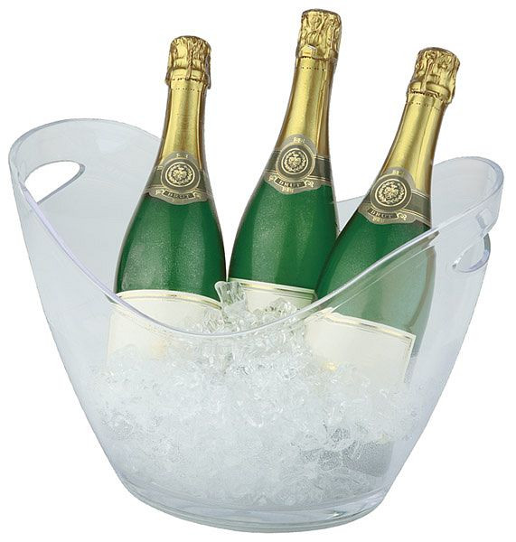 Refroidisseur à vin/champagne APS, 35 x 27 cm, hauteur : 25,5 cm, MS, limpide, 6 litres, avec 2 ouvertures latérales, convient pour plusieurs bouteilles, 36048