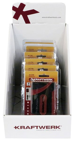 Présentoir Kraftwerk avec 38 pièces. Boîte à embouts ergokraft 1/4", 6 pièces, 901.306.000