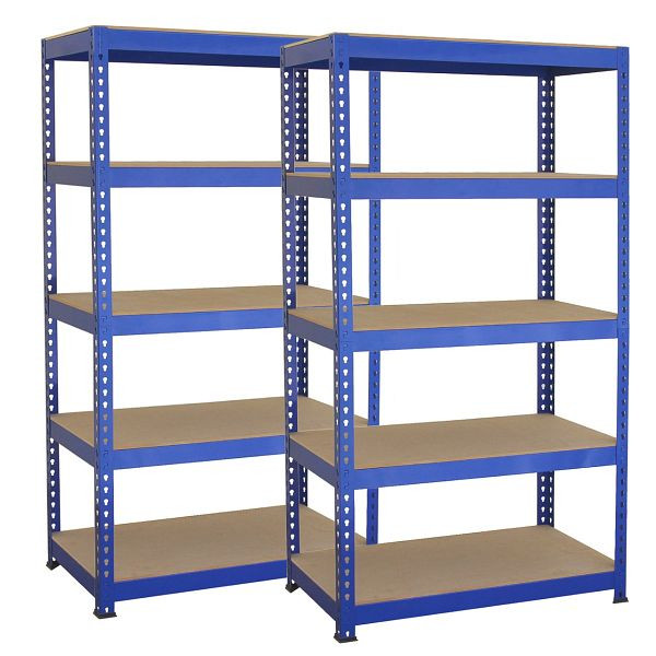 Monster Racking 2 x étagères de rangement T-RAX bleues pour garage en acier inoxydable, montage facile - 75 x 150 x 30 cm, 23500