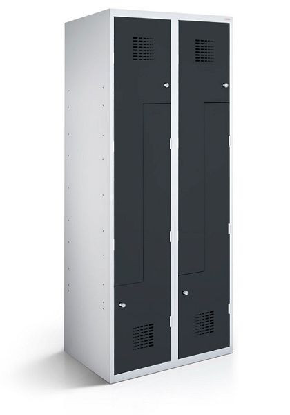 KEMMLIT Casier Z avec 2 compartiments et 4 portes 40cm avec fond fermé, gris anthracite 7016, loquet rotatif, 100144