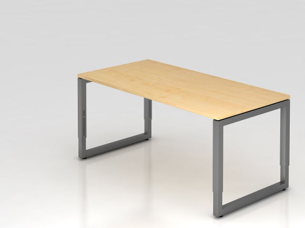 Bureau Hammerbacher O-foot carré 160x80cm érable/graphite, forme rectangulaire avec plateau flottant, VRS16/3/G