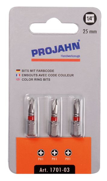 Embout marqué Projahn 1/4" L25 mm Phillips Nr 3 pack de 3, 1703-03