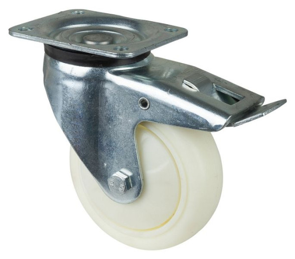BS Rolls Roulette robuste avec frein, largeur 50 mm, Ø150 mm, jusqu'à 650 kg, bande de roulement/corps de roue plastique, roulements à billes, bulbeuse, L620.B15.152
