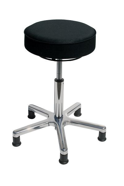 Tabouret Lotz, assise : similicuir, noir, Ø 360 mm, épaisseur d'assise 90 mm, réglage de la hauteur d'assise : 540 - 720 mm, piètement en aluminium, 3861.0-10