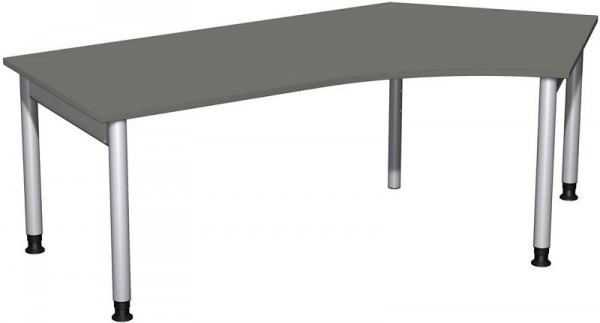 bureau geramöbel 135° à droite réglable en hauteur, 2166x1130x680-820, graphite/argent, N-657316-GS