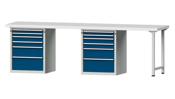 Établis ANKE Établi combiné, modèle 916 V, 2800 x 700 x 850 mm, RAL 7035/5010, KSP 50 mm, 415.150