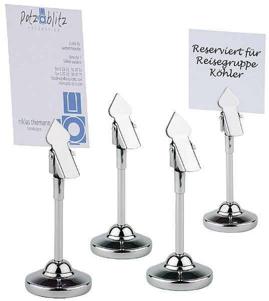 Marque-places APS, lot de 4, Ø 4 cm, hauteur : 10 cm, acier inoxydable, poli brillant, comprenant 20 marque-places marque blanche, 00070