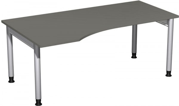 Bureau PC geramöbel gauche, réglable en hauteur, 1800x1000x680-820, graphite/argent, N-657306-GS