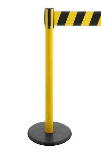 Système de contrôle des foules DENIOS Traffico 2.9, poteau jaune, ceinture noire/jaune, 3,80 m, 241-386
