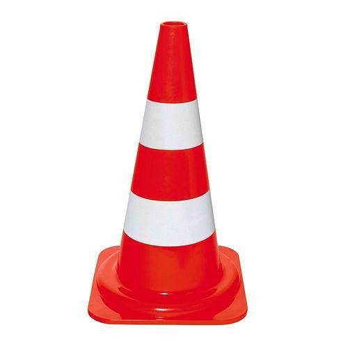 Cône de signalisation Moravia en PVC, avec deux bandes réfléchissantes, hauteur 500 mm, 311281