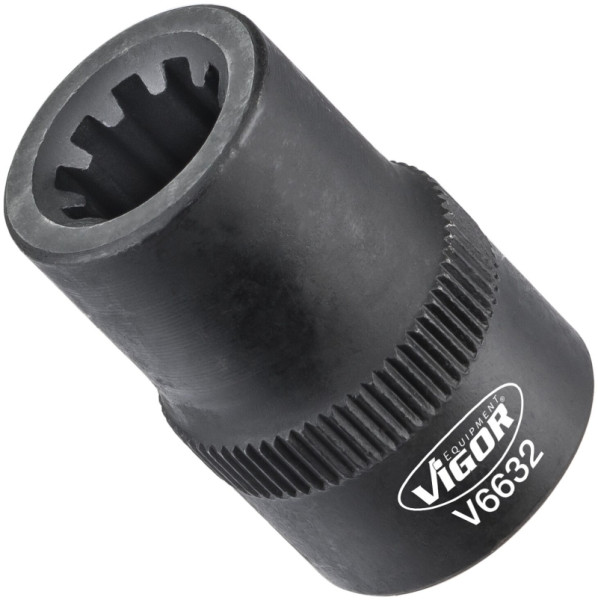 Insert de clé à douille VIGOR, carré creux 10 mm (3/8"), profil rainuré, 9 mm, V6632