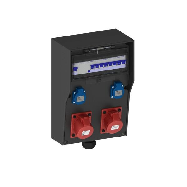 ELSPRO Vollgummi-Wandverteiler TRIER, 1 CEE 400 V 32 A, 1 CEE 400 V 16 A, 2 Schuko, 2858316