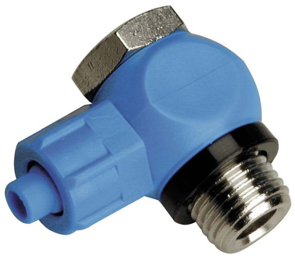temporisateur A-WSH-6/4-1/4-POM-MSv, raccord à bague tournante coudé - cylindrique, 1 voie avec boulon banjo - POM, UE : 10 pièces, 01634531