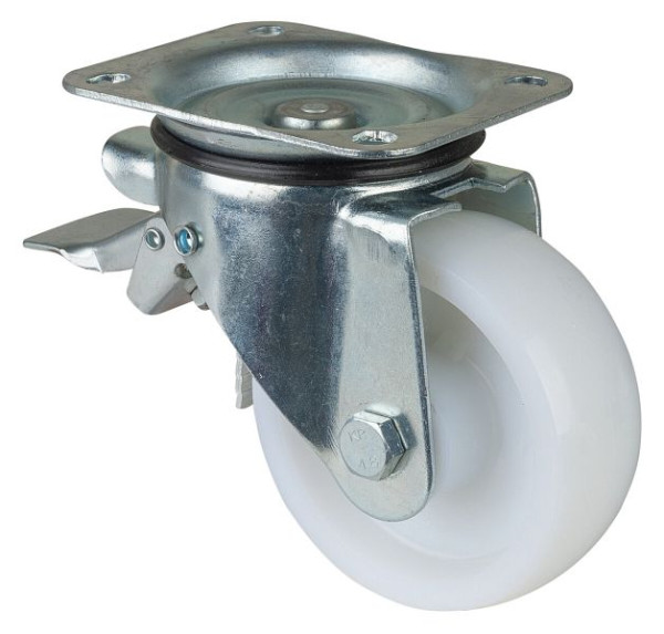 BS Rolls Roulette robuste avec frein, largeur 45 mm, Ø125 mm, jusqu'à 400 kg, bande de roulement/corps de roue plastique, roulement à rouleaux, N120.B10.125