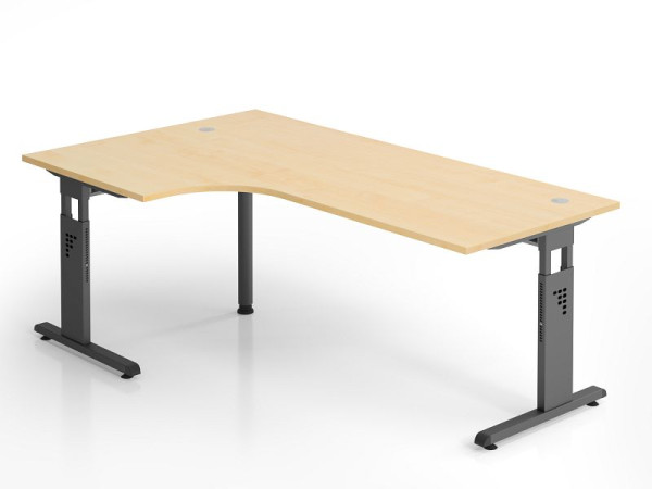 Bureau d'angle Hammerbacher OS82, 200 x 120 cm, plateau : érable, épaisseur 25 mm, chant ABS 2 mm, forme d'angle 90°, montage possible à gauche ou à droite, VOS82/3/G
