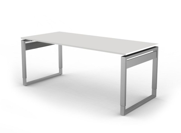 Bureau Kerkmann avec structure en fer, forme 5, L 1800 x P 800 x H 680-820 mm, blanc, 11403210