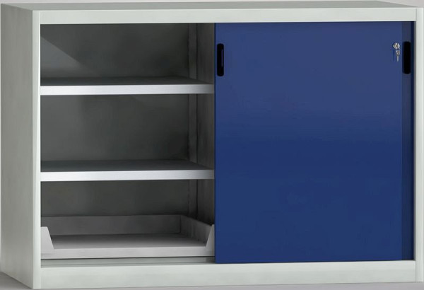 Armoire à portes coulissantes KLW comme armoire côté machine 1000 x 1500 x 815 H x L x P avec portes coulissantes verrouillables, cloison centrale, 7SS-ST1000ETB-009MPB