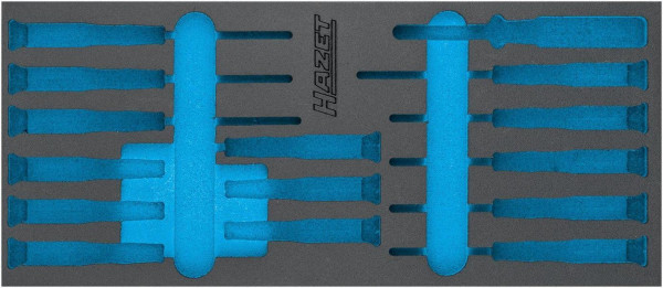 Insert en mousse souple à 2 composants Hazet, pour 163-517/15 Dimensions / longueur : 392 mm x 172 mm Taille du système d'organisation : 1/3+ (172 x 392 mm), 163-517L